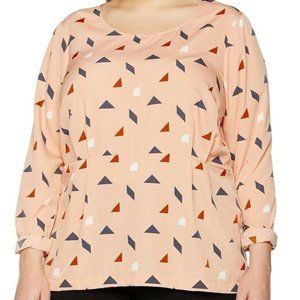 PEACH MULTI-COLOR GEOMETRICAL DESIGN L/S BLOUSE 18